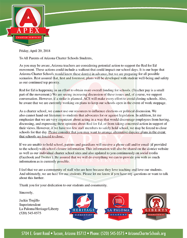ACS Prepared to Inform Parents/Guardians on Potential Red for Ed Actions