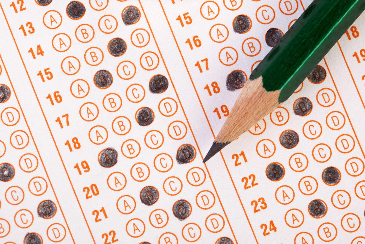 Filled optical form of an examination.